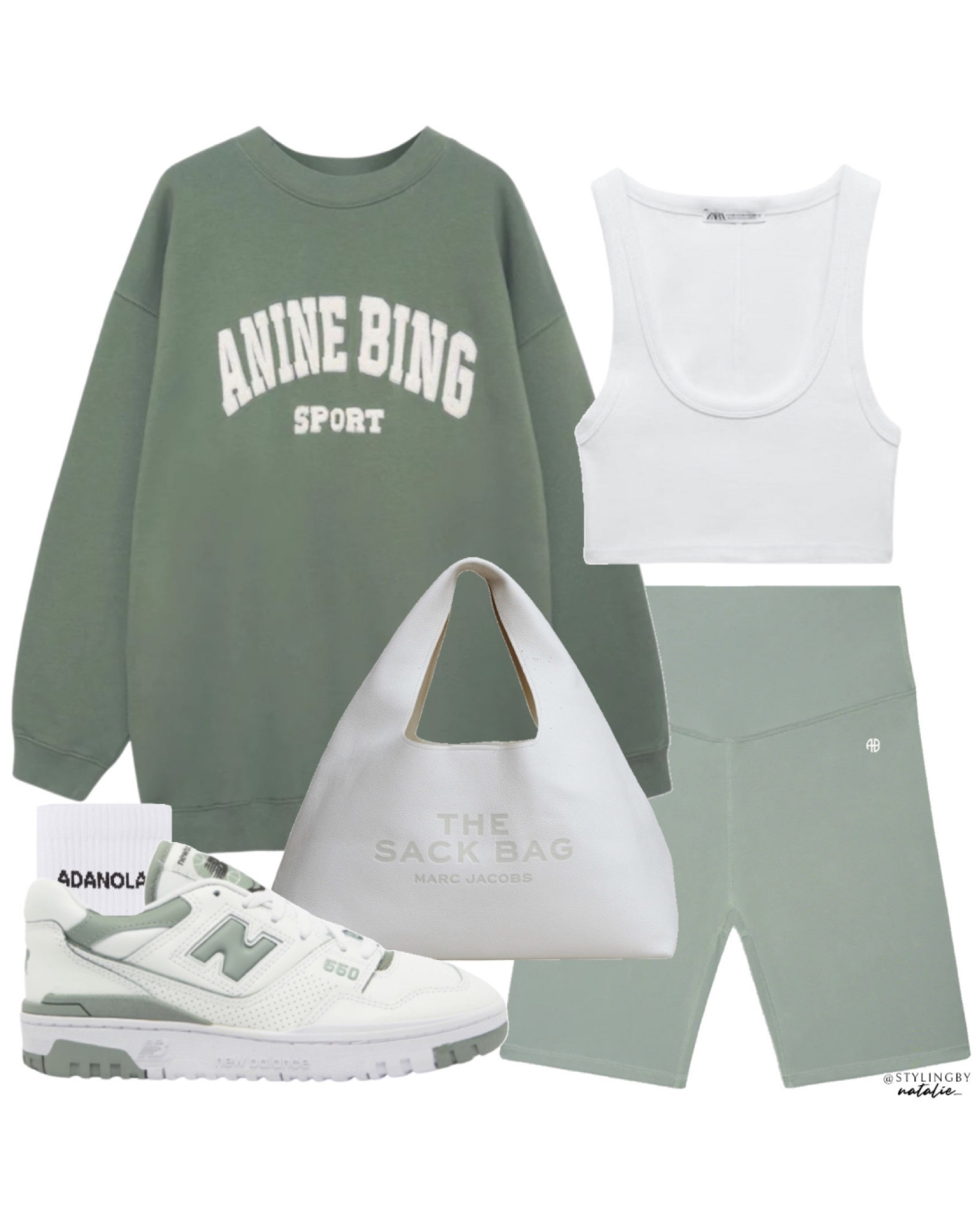 Anine bing sweater, cycle shorts, white crop top (Zara), new balance 550 sneakers, adanola socks & Marc jacobs sack bag.
Airport outfit, travel outfit, athleisure wear, sporty chic, nb550 trainers, green outfit.

#LTKstyletip #LTKBacktoSchool #LTKtravel