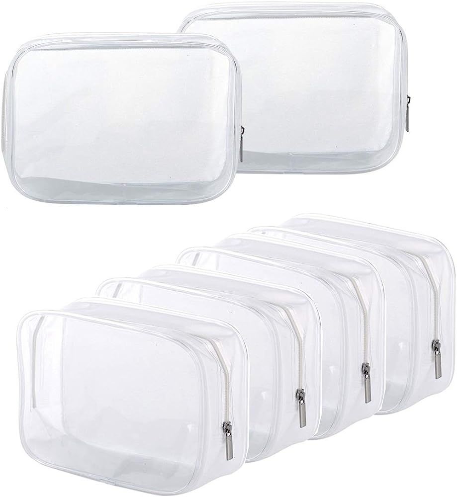 6 Pack Clear Toiletry Carry Pouch with Zipper Portable PVC Waterproof Cosmetic Bag for Vacation T... | Amazon (US)