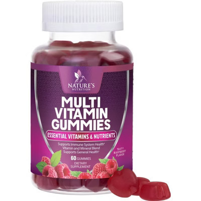 Adult Multivitamin Gummies, Daily Vitamins for Women & Men, Vitamins A, C, D3, E, B6, B12, Zinc and Antioxidants - 60 Gummies By Nature's Nutrition | Target