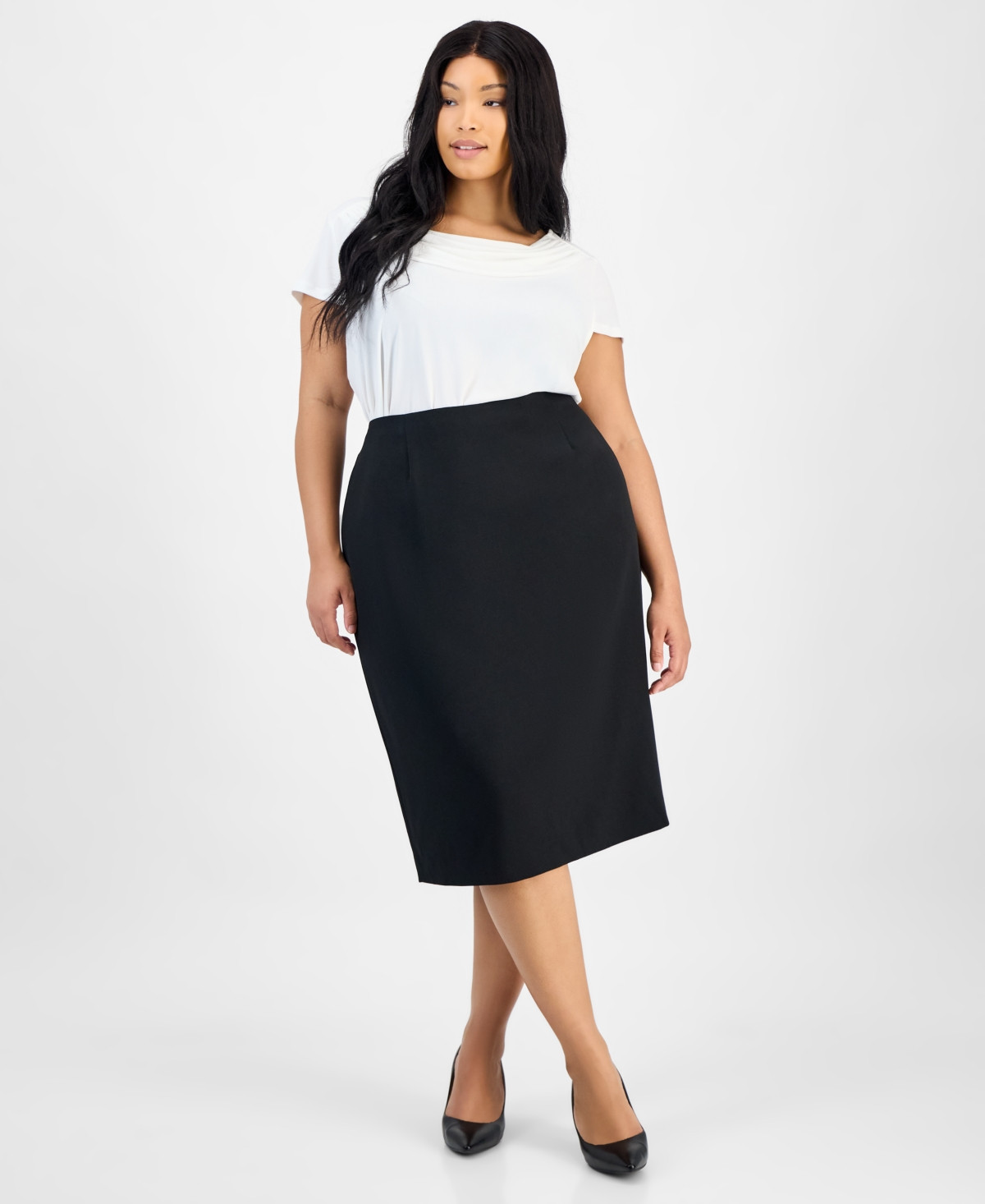 Kasper Plus Size Skimmer Skirt - Black | Macy's