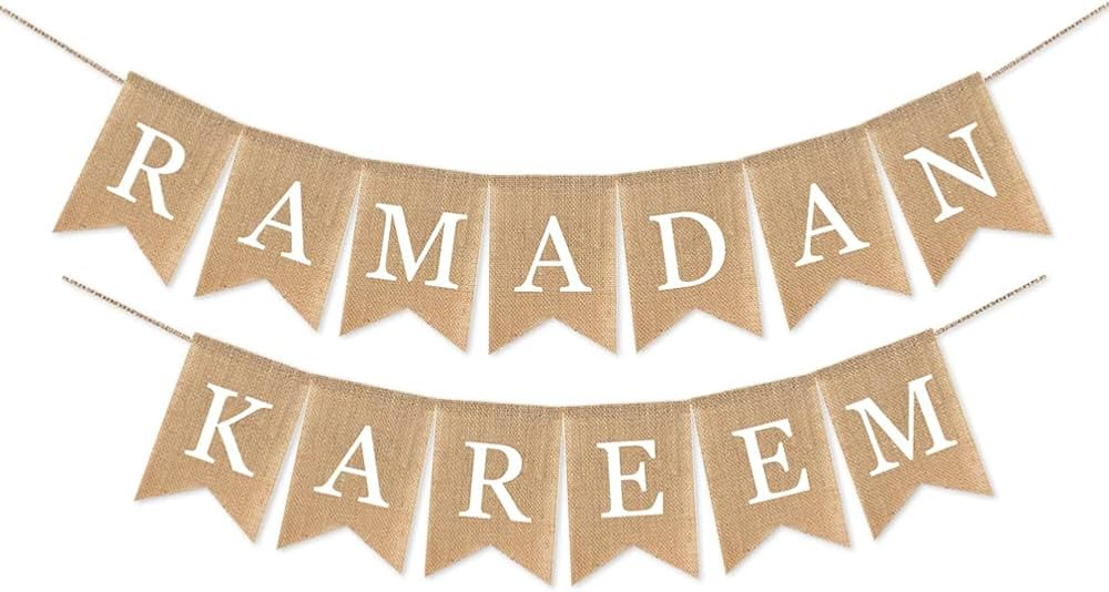 Burlap Ramadan Kareem Banner Muslim Fireplace Mantel Decoration Rustic Ramadan Kareem Bunting Ban... | Amazon (US)