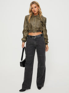 Allure Bomber Jacket Slate | Princess Polly US