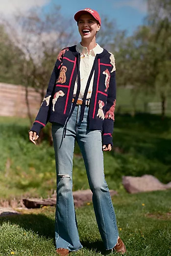 Maeve Dogs Tie-Front Cardigan Sweater | Anthropologie (US)