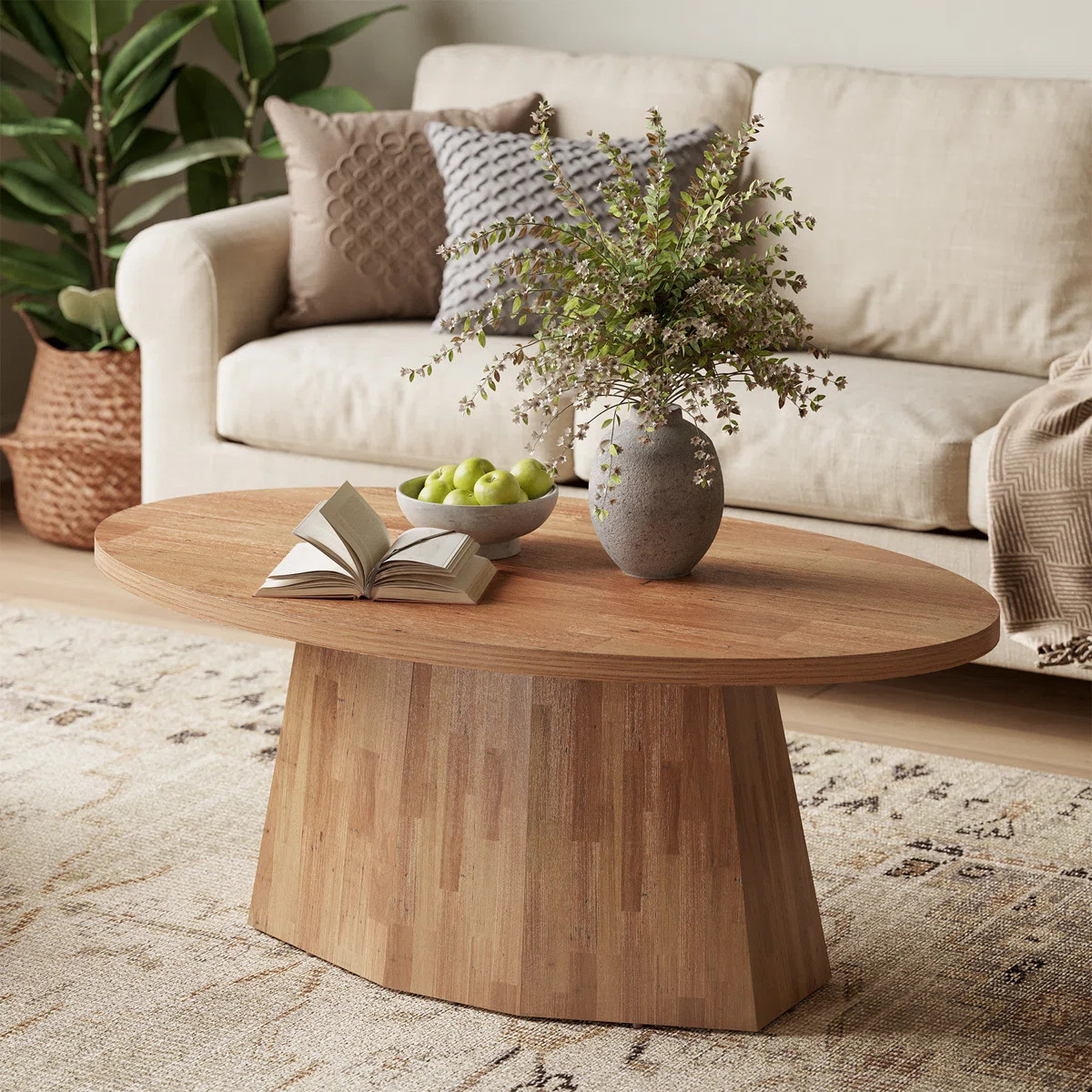47" Oval Coffee Table, Farmhouse Center Accent Table for Living Room | Wayfair North America