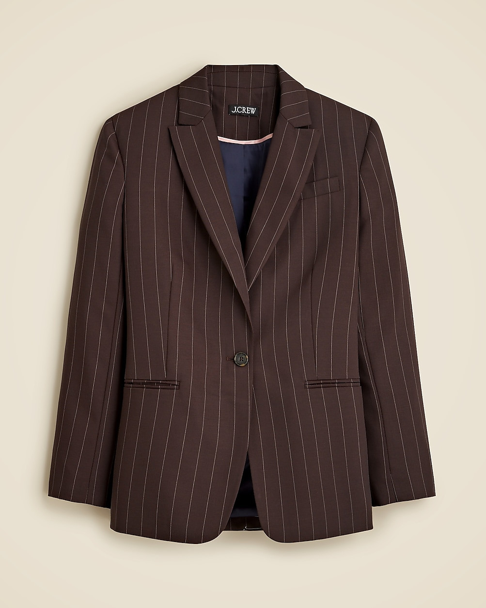 Collection classic blazer in brown pinstripe wool blend | J. Crew US