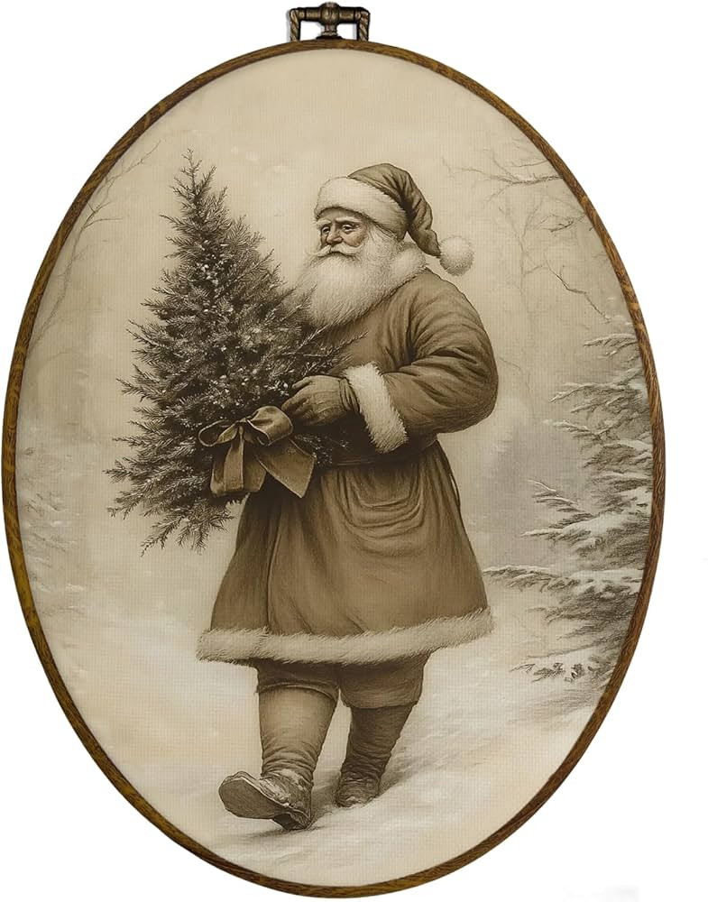 dvhdajed Antique Christmas Santa Claus Oval Wall Art Decor, Antique Holiday Winter Santa Claus Fr... | Amazon (US)