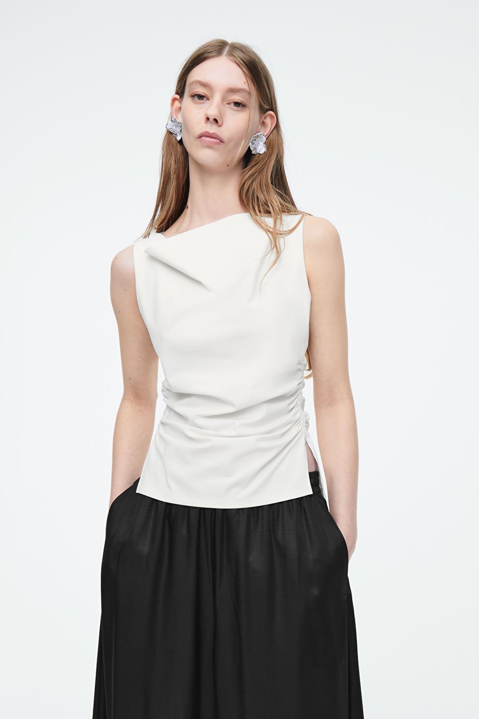 COWL-NECK GATHERED SLEEVELESS TOP | COS (US)