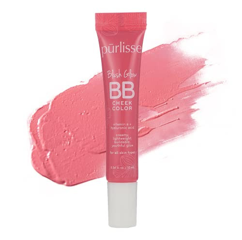 pürlisse Blush Glow BB Cheek Color - Dewy Liquid Blush for Cheeks - Enriched with Vitamin E & Hyaluronic Acid - Creamy, Lightweight & Buildable - Hydrating & Nourishing - Sweet Rose (0.34 Fl oz) | Amazon (US)