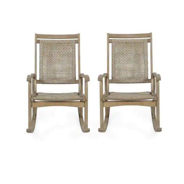 Lucas Outdoor Rustic Wicker Rocking Chairs (Set of 2) by Christopher Knight Home - Bed Bath & Bey... | Bed Bath & Beyond