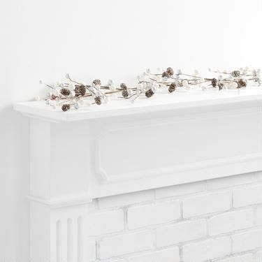 Glittered Pinecones and White Faux Berries Garland | World Market