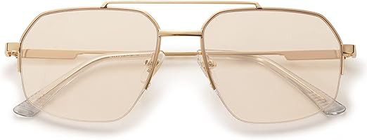 SOJOS Trendy Aviator Sunglasses Mens Womens Retro Double Bridge Metal Frame Semi-Rimless Shades S... | Amazon (US)