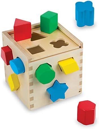 Melissa & Doug Shape Sorting Cube - Classic Wooden Toy With 12 Shapes - Classic Kids Toys, Classi... | Amazon (US)