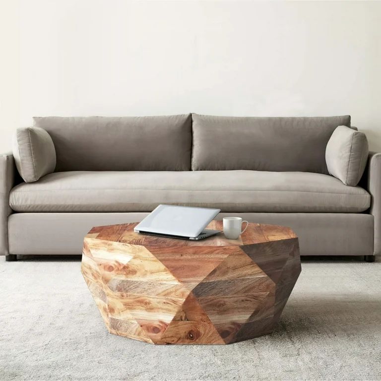 33 Inch Diamond Shape Acacia Wood Coffee Table With Smooth Top, Natural Brown- Saltoro Sherpi | Walmart (US)