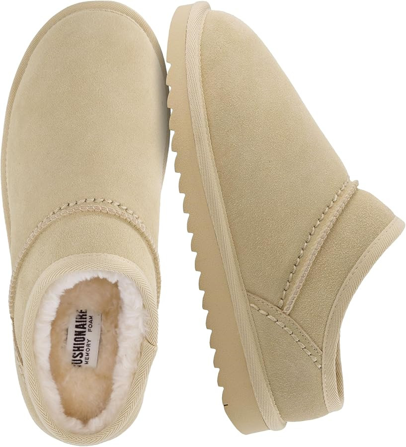 CUSHIONAIRE Hilo-3 Cozy Suede Womens Slippers, Soft Faux Fur Lined Slip On House Shoes for Women ... | Amazon (US)