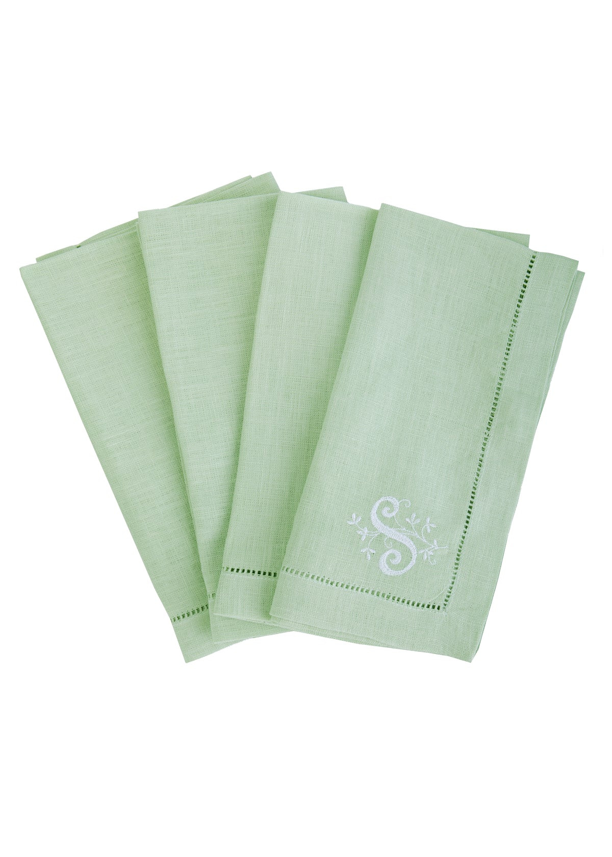 Monogram Dinner Napkin In Mint, Set of 4 | Over The Moon