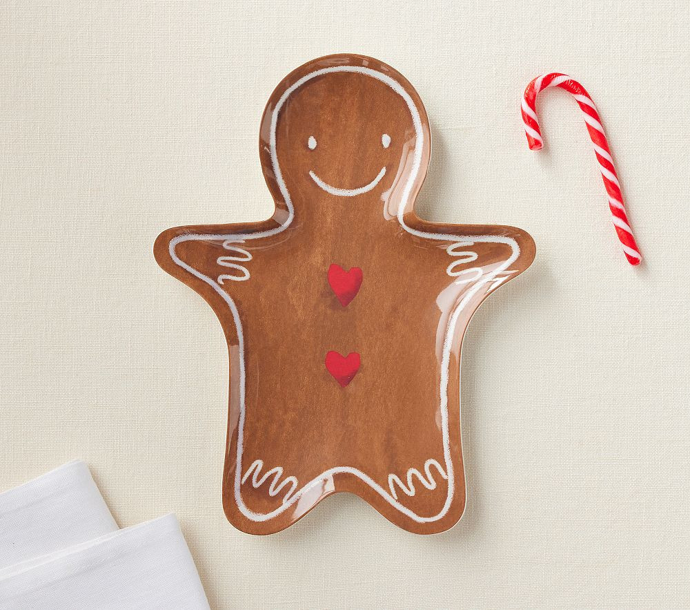 Gingerbread Shaped Melamine Plate, Gingerbread Boy | Pottery Barn Kids