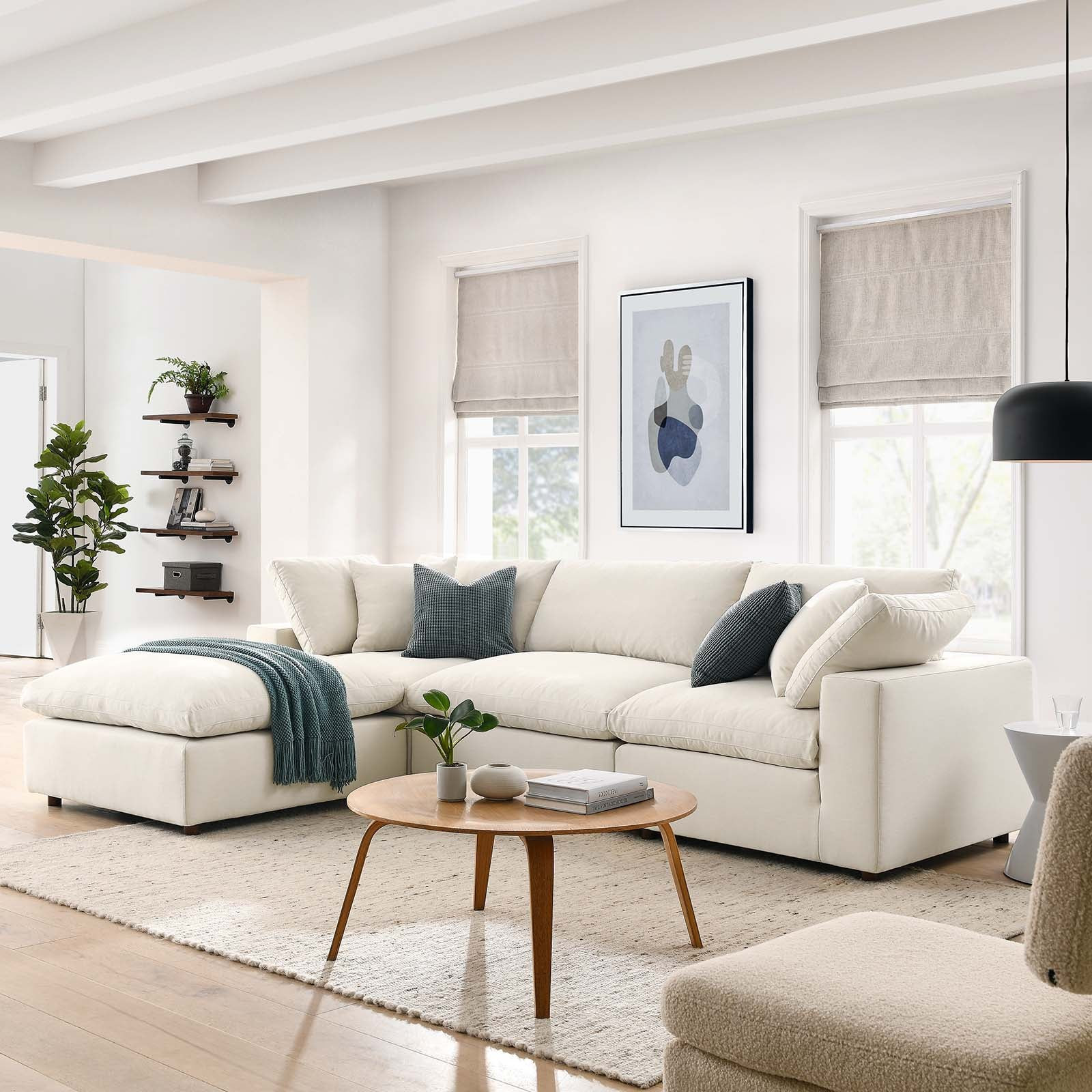 Commix Down Filled Overstuffed 4-Piece Sectional Sofa Set in Beige by Modway | Homethreads