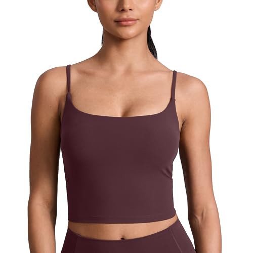 CRZ YOGA Butterlift Scoop Neck Crop Tank Tops for Women - Longline U Back Adjustable Straps Workout Sports Bras Ripe Plum X-Large | Amazon (US)