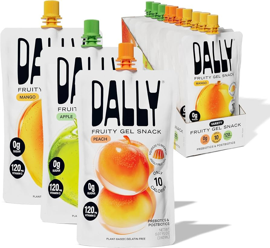 Dally Variety Konjac Jelly, Mango Peach Apple, 10 Pouches, Fruit Snack     Sugar free, keto and g... | Amazon (US)