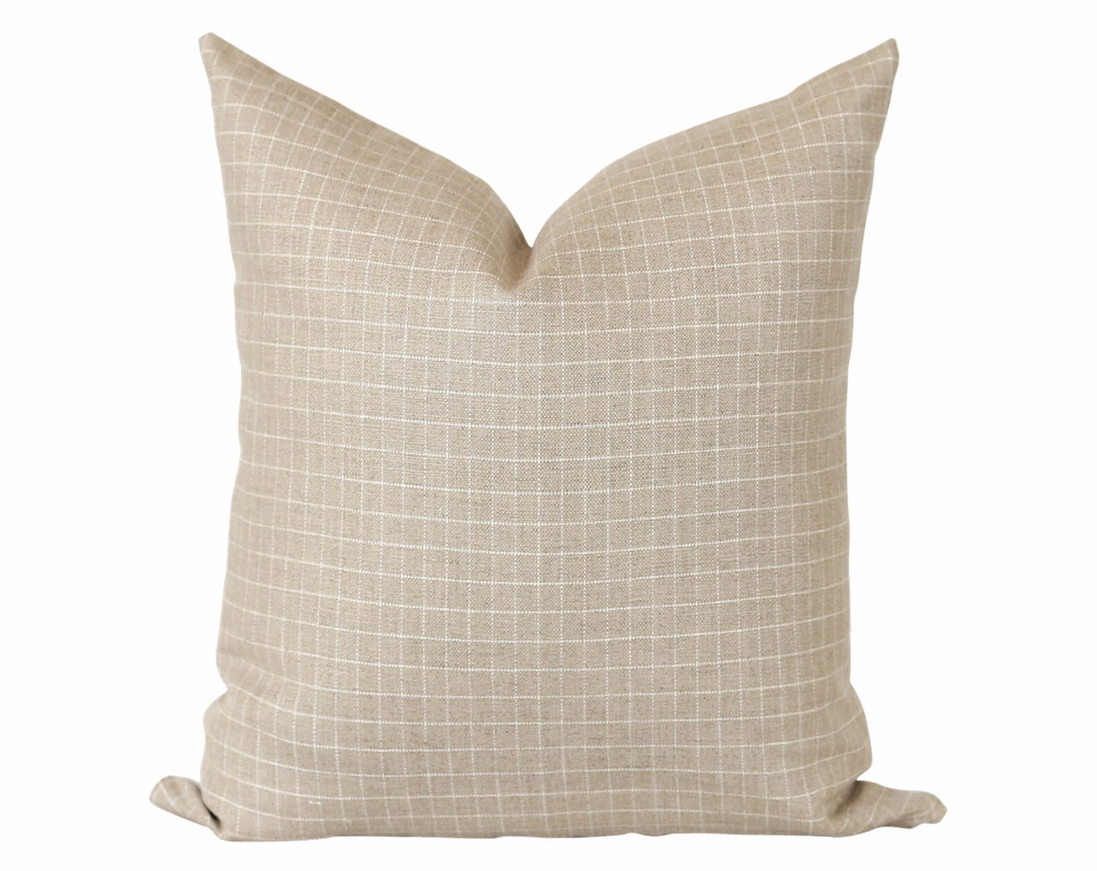 Tan Windowpane Pillow Cover: Beige Plaid Throw Pillow, Modern Farmhouse Throw Pillow - Etsy | Etsy (US)