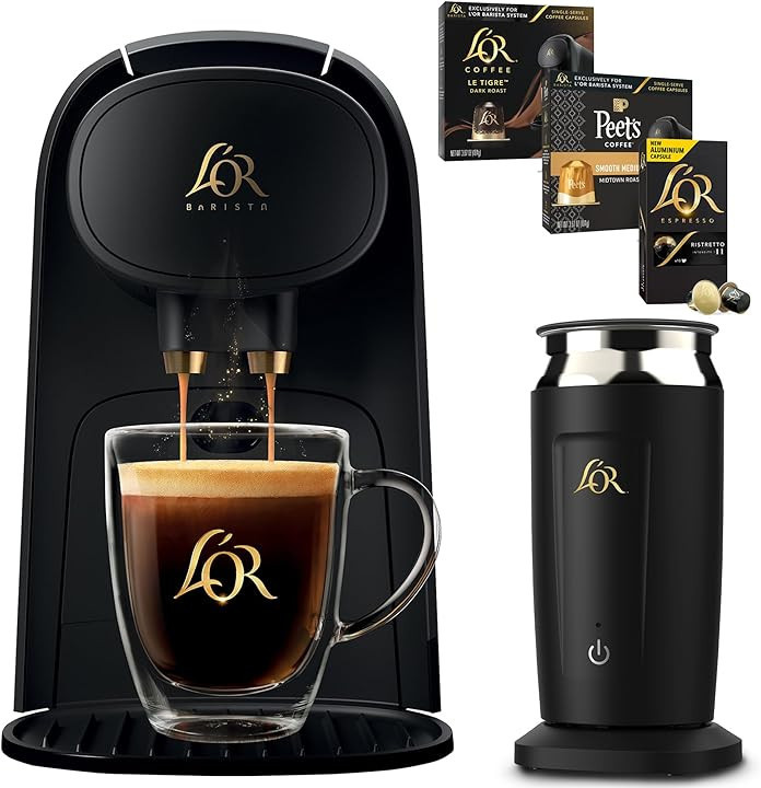 L'OR BARISTA BUNDLE: Contains L'OR Barista System Coffee and Espresso Machine, Milk Frother & Steamer, and Complimentary Welcome Assortment featuring popular coffee and espresso blends | Amazon (US)