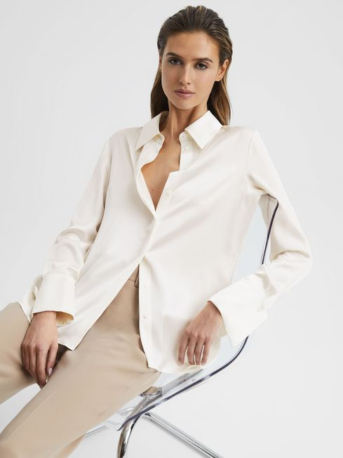 Reiss Ivory Hailey Silk Shirt | Reiss UK