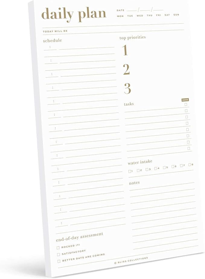 Bliss Collections Essential Daily Planner 6 x 9 with 50 Undated Tear-Off Sheets, Metallic Gold Or... | Amazon (US)