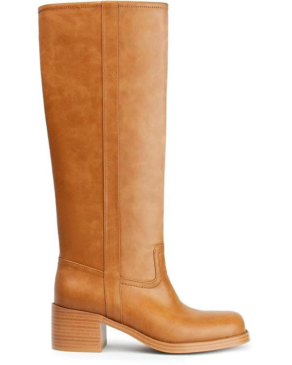 Women's Banana Knee High Boots Square Toe Chunky Block Heel Comfortable Low Heel Pull on Wide Cal... | Amazon (US)