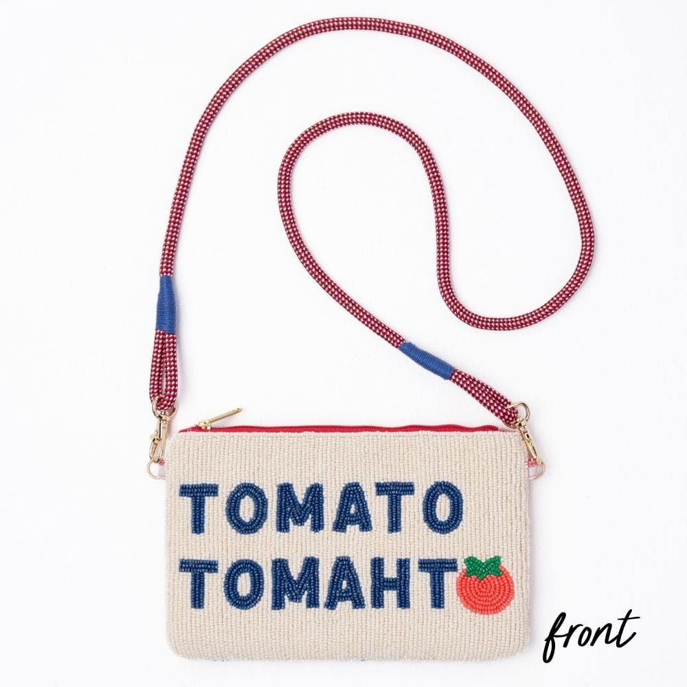 Leila Tomato Tomahto Seed Bead Clutch With Strap | INK+ALLOY