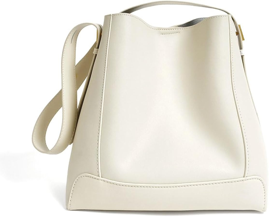 Genuine Leather Women's Bag Shoulder Crossbody Bag Niche Commuter Soft Cowhide Bucket Bag Commute... | Amazon (US)