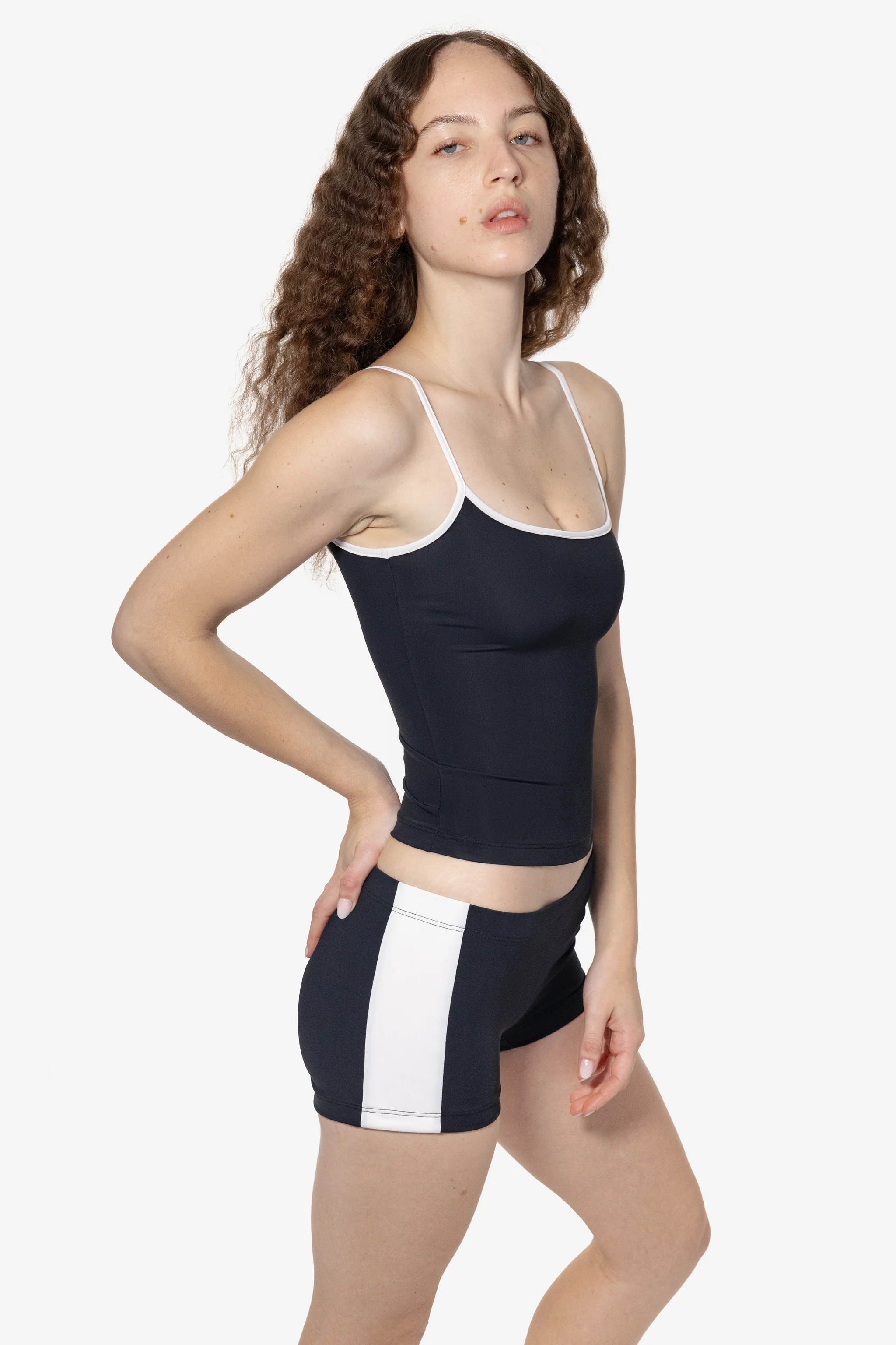 RNT531 - Nylon Tricot Contrast Spaghetti Tank | Los Angeles Apparel