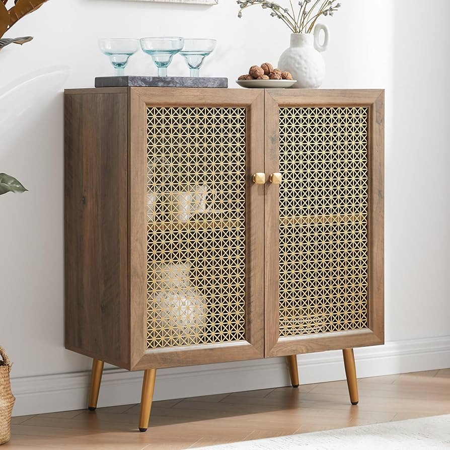 Storage Cabinet Sideboard Buffet with 2-Metal Mesh Door, Multifunctional Accent Cabinet Console C... | Amazon (US)