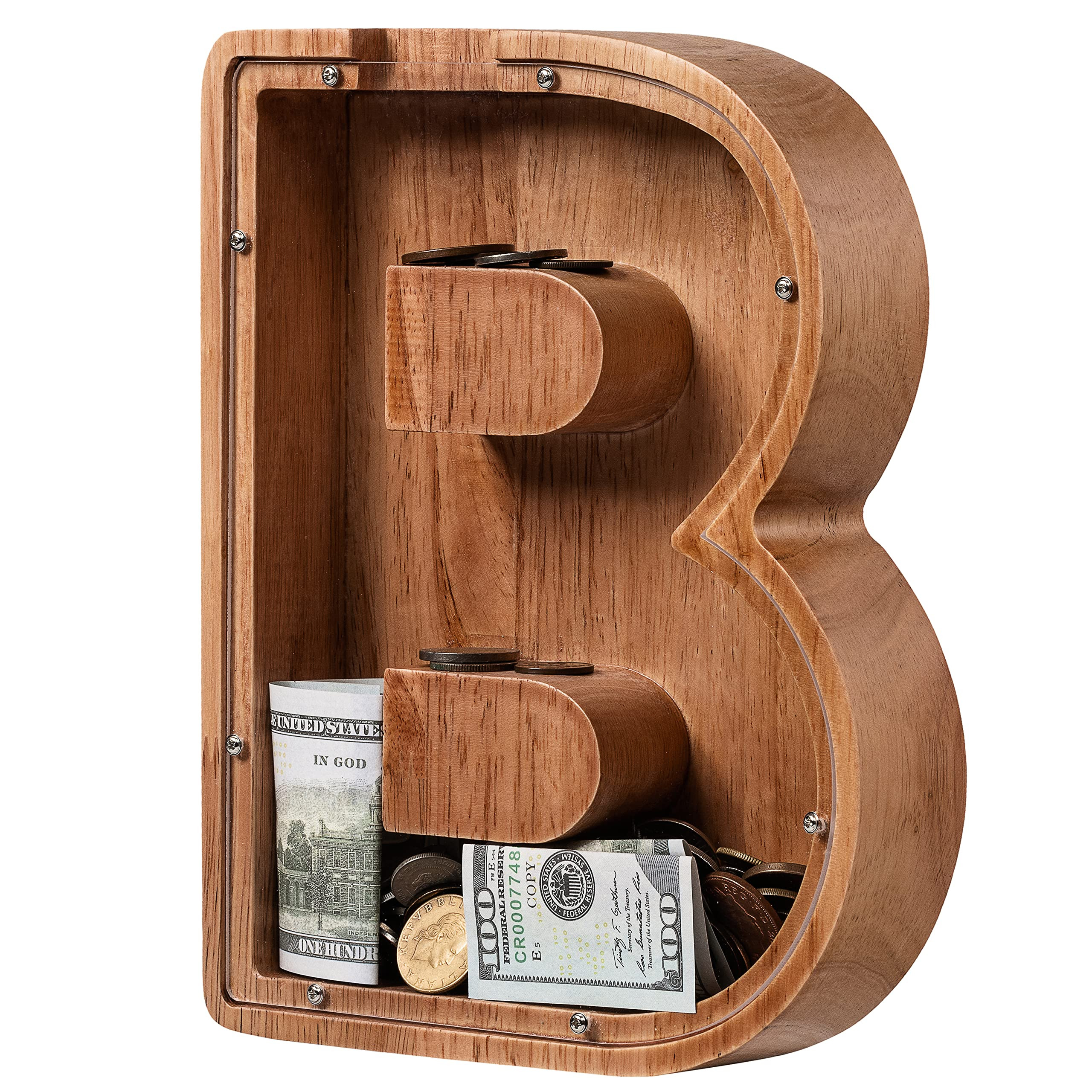 Piggy Bank for Kids Boys Girls, Wooden Large Letter Piggy Bank Alphabet Money Bank with Initial N... | Amazon (US)