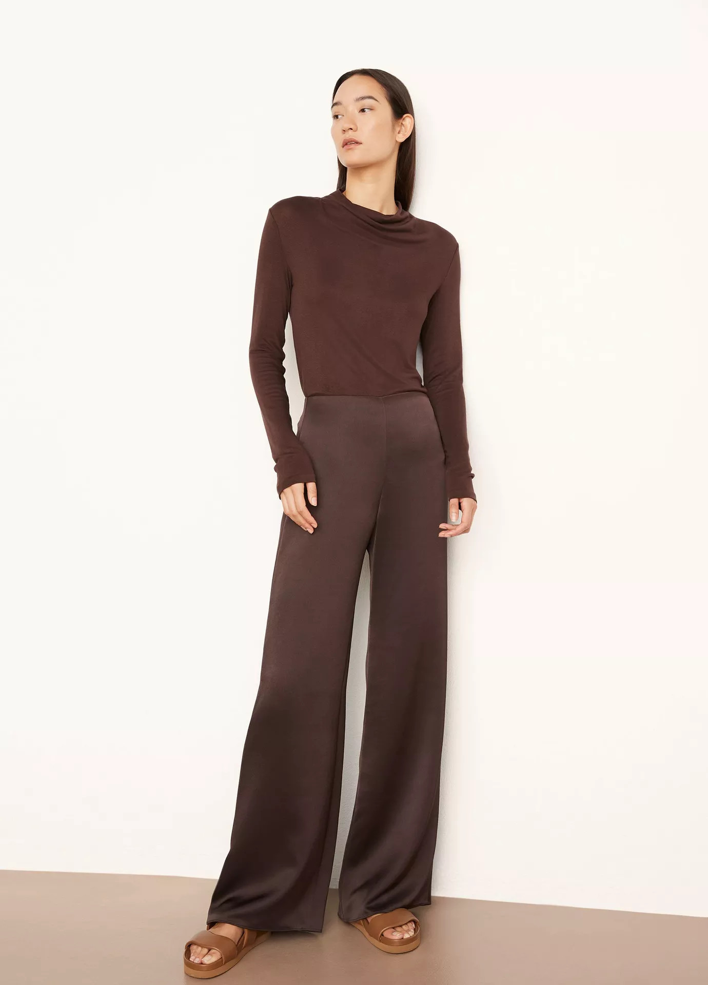 High Waist Satin Flare Pant | Vince LLC