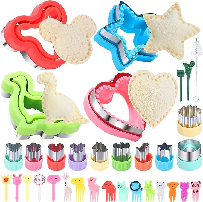 Sandwich Cutter and Sealer Set,14 Pcs Uncrustables Maker Bread Cutters DIY Cookie Cutters Fruit V... | Amazon (US)