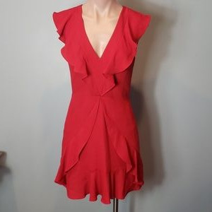Bcbgmaxazria Dress Ruffled Mini Red Size 2 New Coquette Party Valentines Day | Poshmark