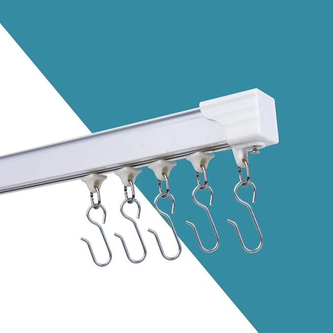 2 Pack 6ft Ceiling Curtain Track, Never Rust & Enough Rollers and Hooks & Slide Quietly Curtain T... | Amazon (US)