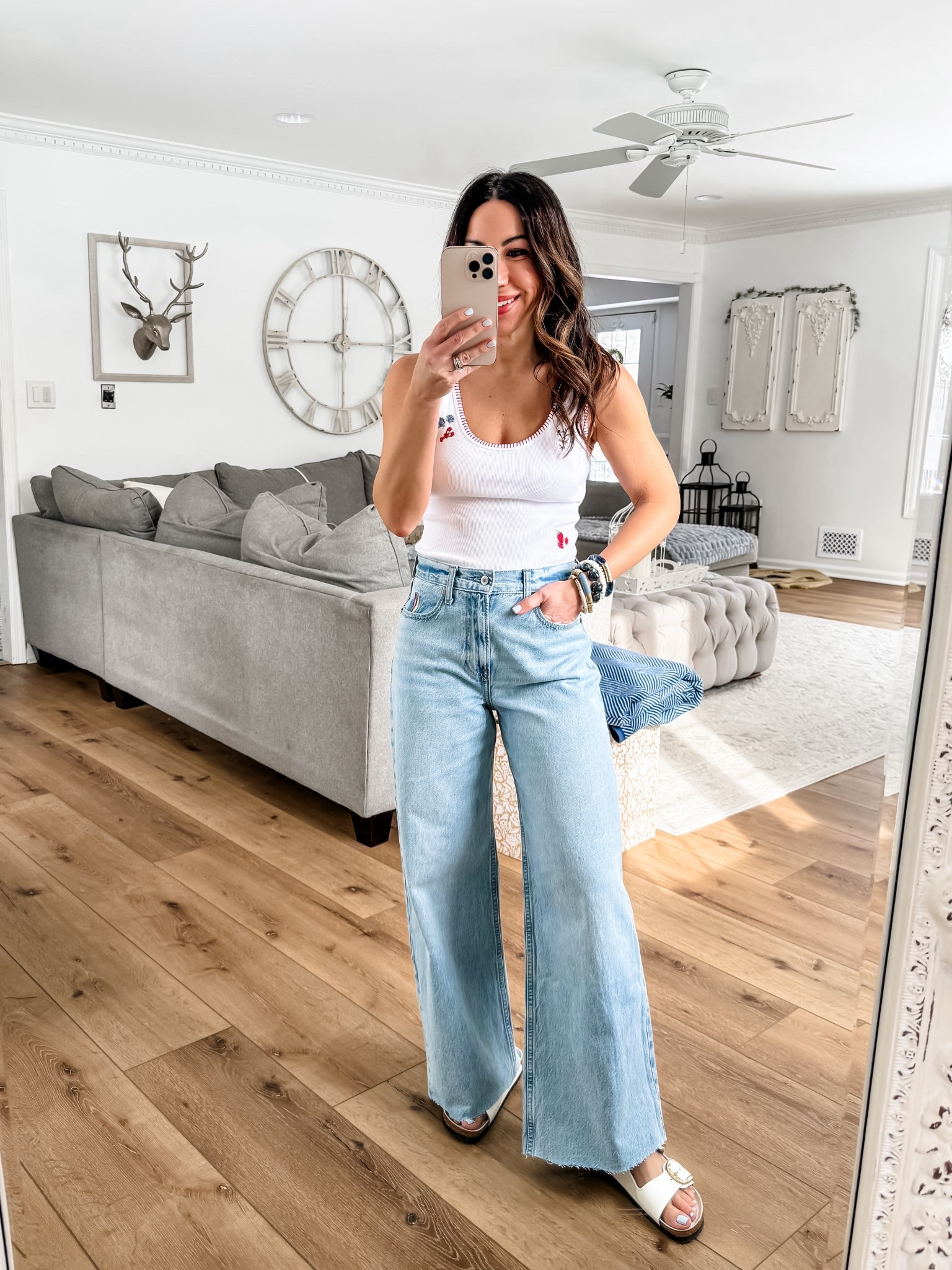 Abercrombie code DENIMAF. 25 wide leg jeans. I cut them. Small tank top.




#LTKOver40 #LTKSaleAlert #LTKPetite