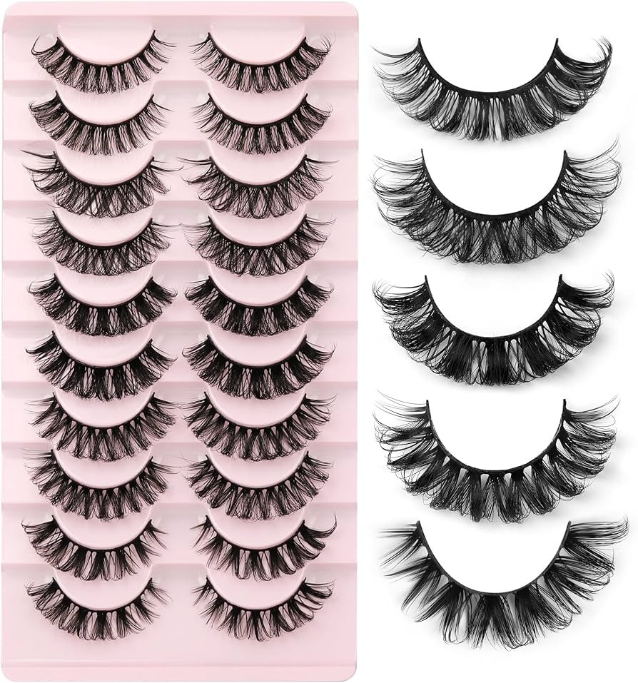 Eyelashes Russian Volume Strip Lashes 5 Styles Mixed Natural Wispy D Curly Mink False Eyelashes L... | Amazon (US)