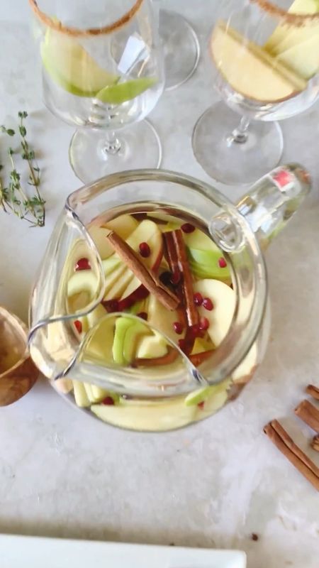 Fall Sangria is a delightful fall drink made with your favorite white wine, bubbly prosecco, pumpkin spice, crisp apples, and pomegranate seeds. Make a batch ahead of serving for maximum flavor and serve at your next fall gathering with cinnamon sugar-rimmed glasses.

Make in a glass pitcher the night before serving for easy holiday entertaining!