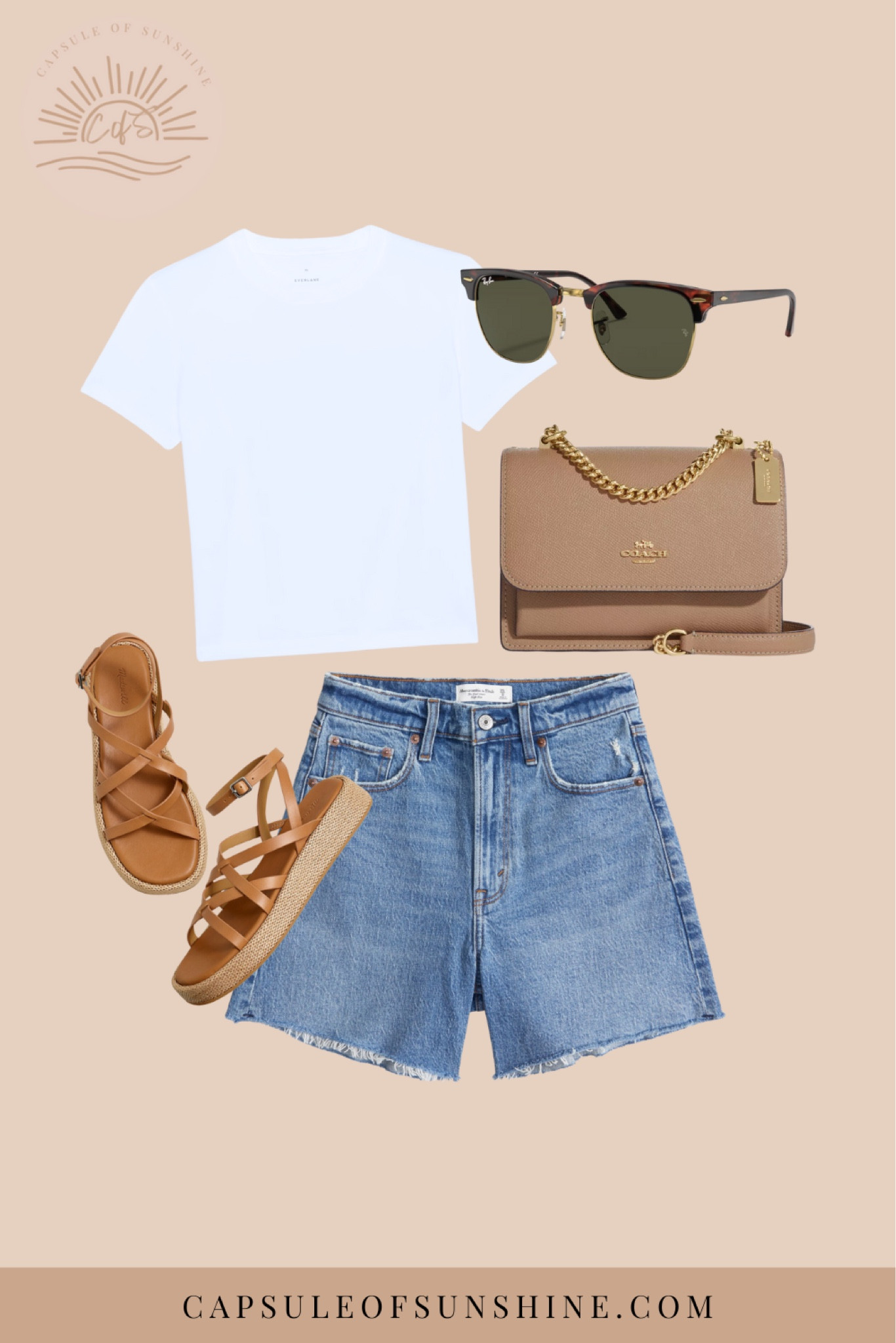 Capsule Wardrobe Series 

This outfit is all about casual comfort with a stylish twist. Pair a crisp white tee with high-waisted denim shorts to create a classic summer look. Add brown strappy sandals, a crossbody bag, and a pair of Raybans to finish off the look. Perfect for a sunny day out where you want to look a little bit more put together! 

white tee | high-waisted denim shorts | brown strappy sandals | crossbody bag | stylish sunglasses | summer casual | relaxed style

#CapsuleOfSunshine #SummerStyle #EffortlessStyle #FashionInspo #CasualChic #WardrobeEssentials #StyleInspiration #DailyOutfit #OOTD #CapsuleWardrobe #ClosetStaples 

#LTKSummerSales #LTKStyleTip #LTKSeasonal