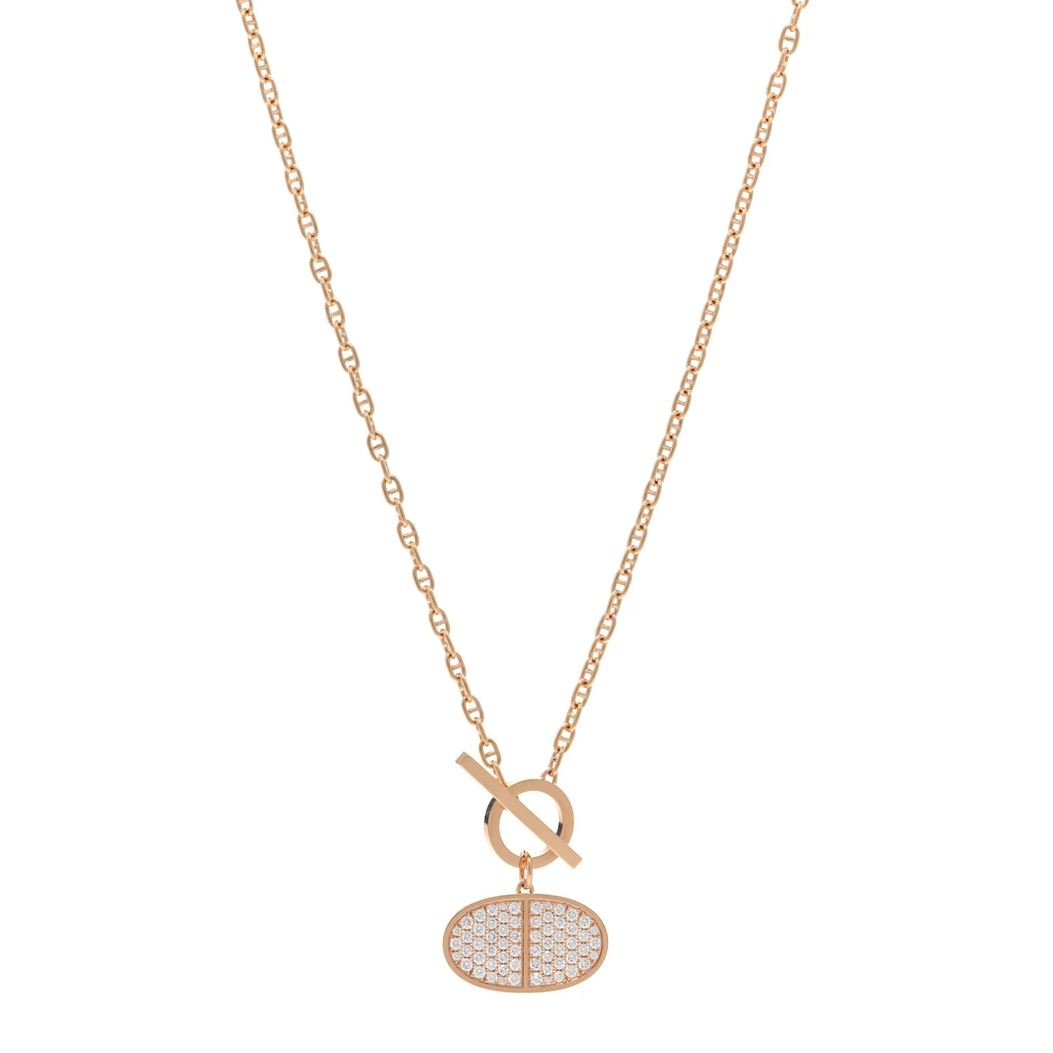 18K Rose Gold Diamond Chaine D'Ancre Verso Pendant Necklace SH | FASHIONPHILE (US)