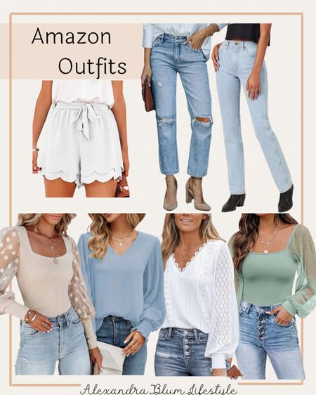Amazon spring fashion finds!! Cute long sleeve spring tops and denim jeans!! Amazon fashion! Amazon finds! Amazon outfits! Travel outfit! Date night outfit! Vacation outfit! Casual style! 

#LTKFindsUnder100 #LTKStyleTip #LTKFindsUnder50