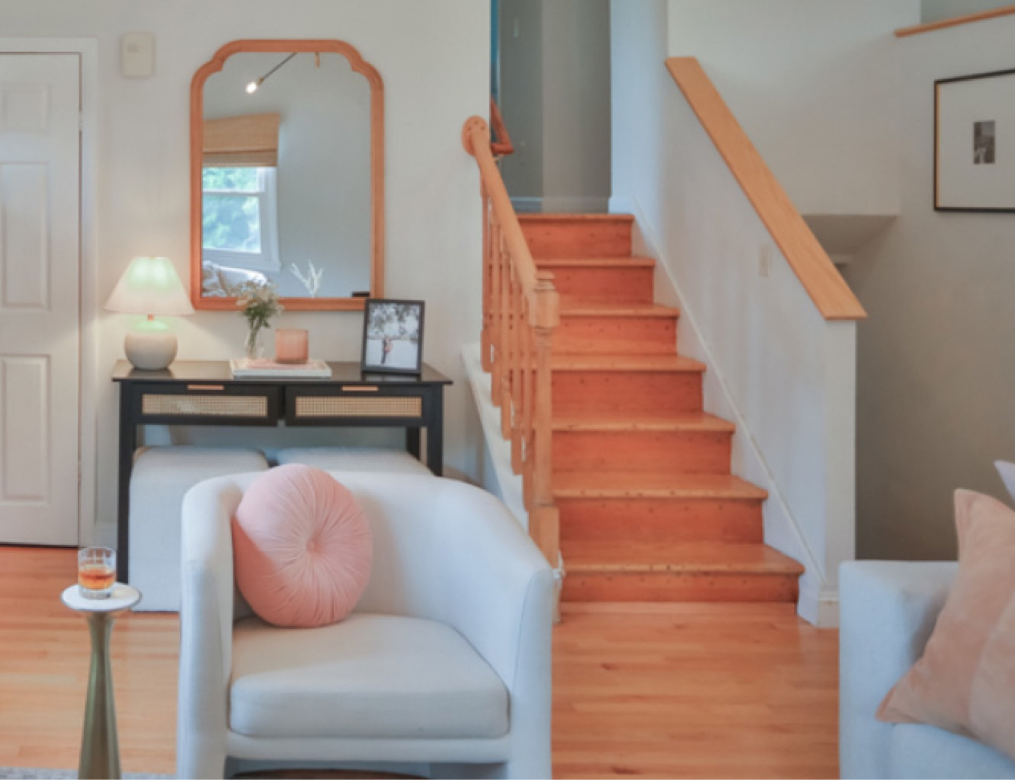 Friday is calling. Your craft cocktail awaits 📞📞📞 

Tip:  A throw pillow and drink stand immediately take an accent chair from drab to fab! 💗🥃✨

Design | Home Decor | Styling 🤍

#LTKhome #LTKstyletip