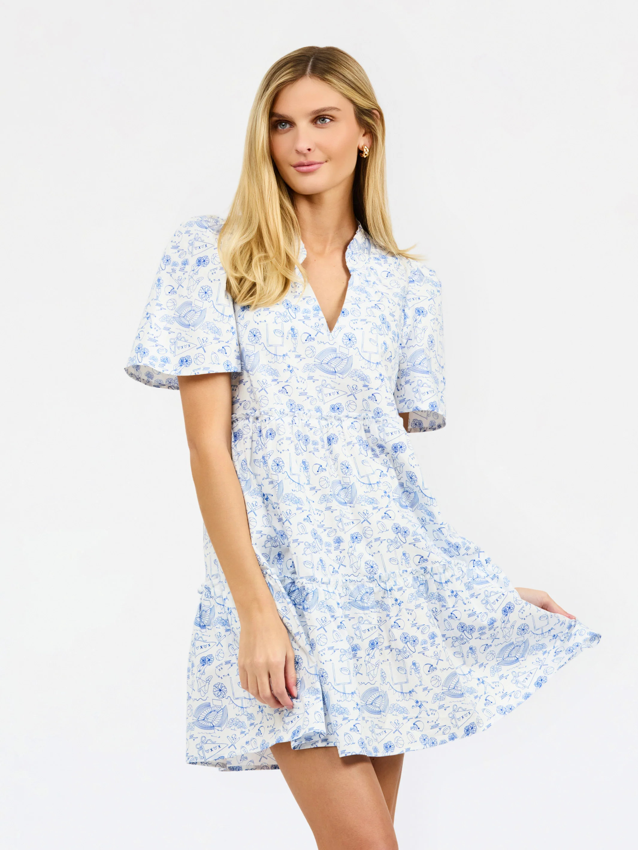 Ivy Mini Dress | Team Toile Blue | Mary Square