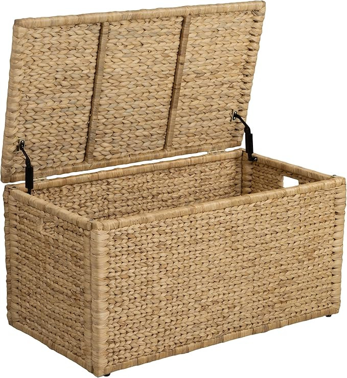 eHemco Heavy-duty Water Hyacinth Wicker Storage Trunk with Metal Frame, 36 by 20 by 18.5 Inches, ... | Amazon (US)