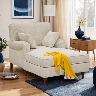 Oversized Corduroy 40.5" Chaise Lounge – Cozy Sleeper Sofa Chair with 2 Plush Pillows | Wayfair North America