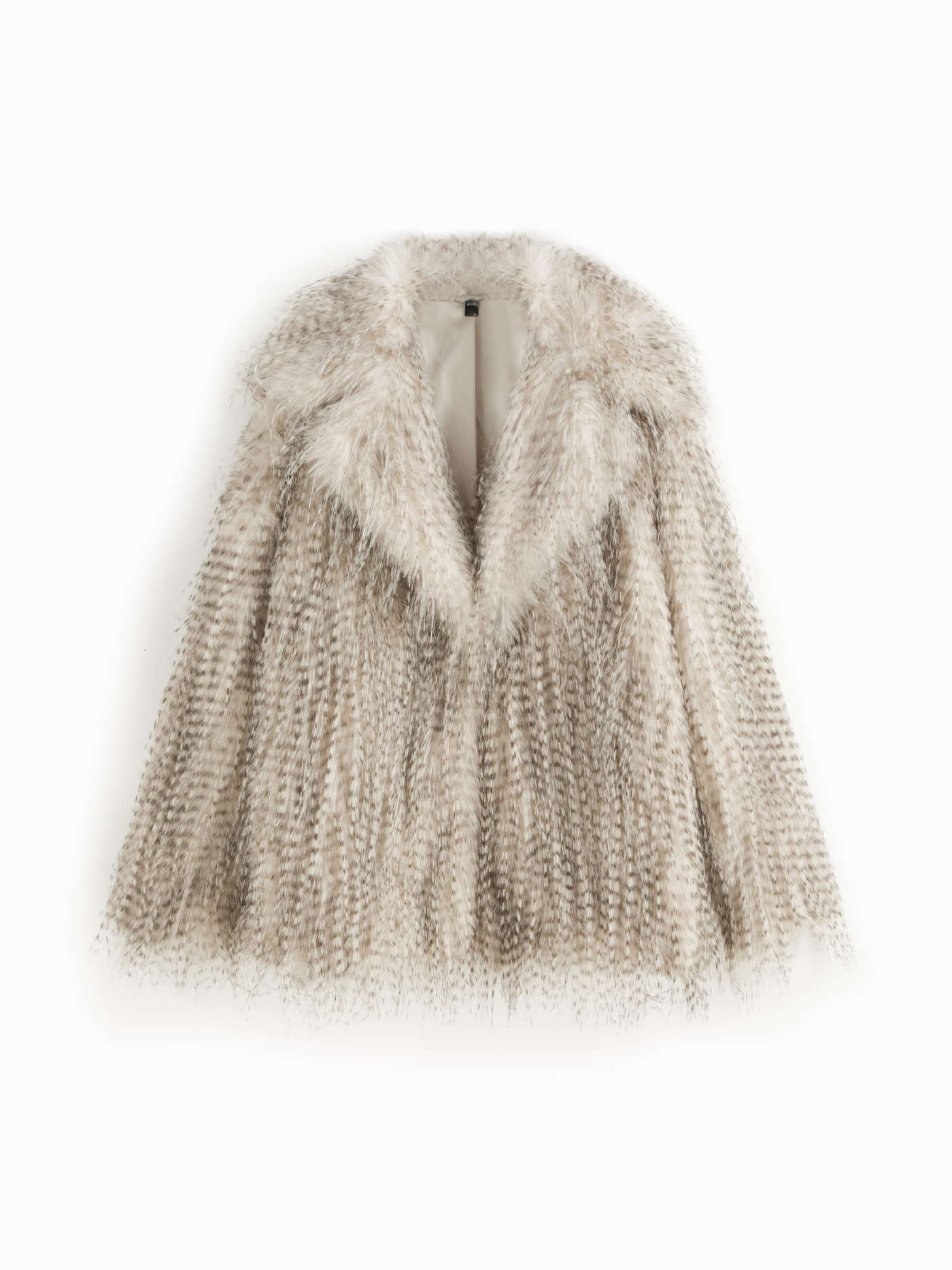 Faux Fur Shaggy Faux Fur Collar Solid Button Fringe Oversized Jacket For Daily Casual | Cider