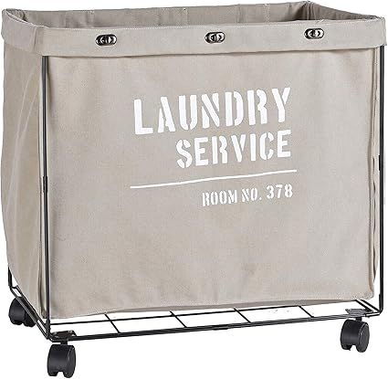 Danya B. Army Canvas Laundry Hamper on Wheels, Canvas Laundry Bag, Laundry Basket with Wheels | Amazon (US)