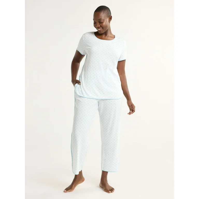 Joyspun Women's and Women’s Plus Lightweight Sleep Tee and Pants Set, 2-Piece, Sizes XS to 3X | Walmart (US)